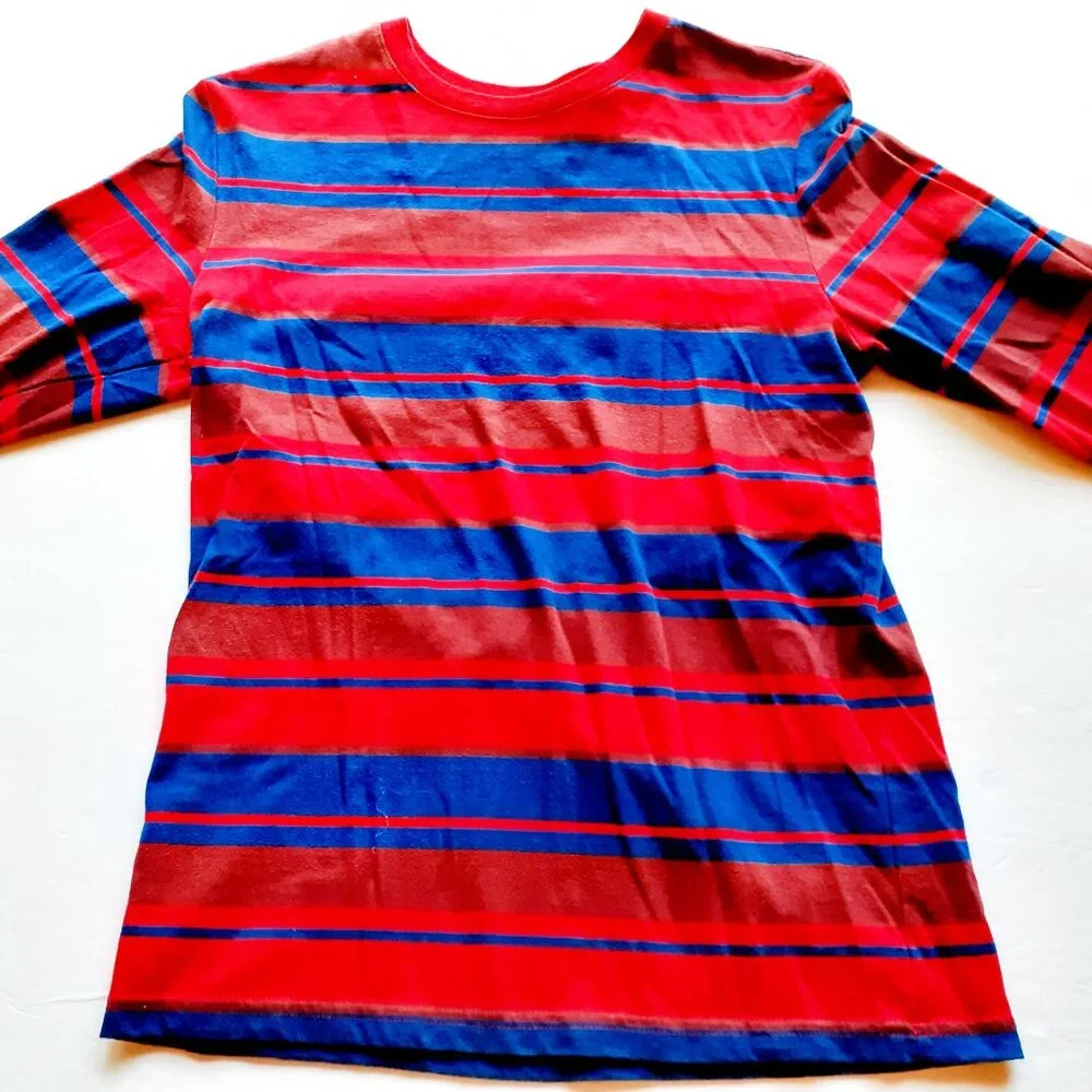 Sonoma Boys T-Shirt Red Blue Stripe Long Sleeve Size Large